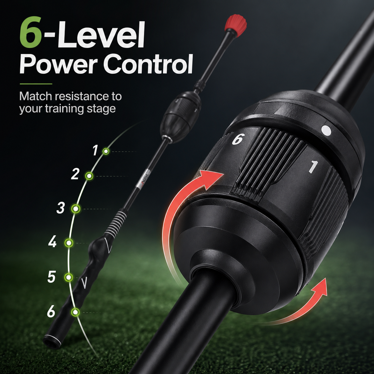 Golf Swing Trainer (Length and Strength Adjustable)